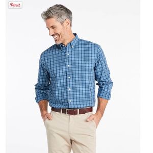 L.L. Bean Traditional Fit Button Down - Size L - Teal / Blue Check